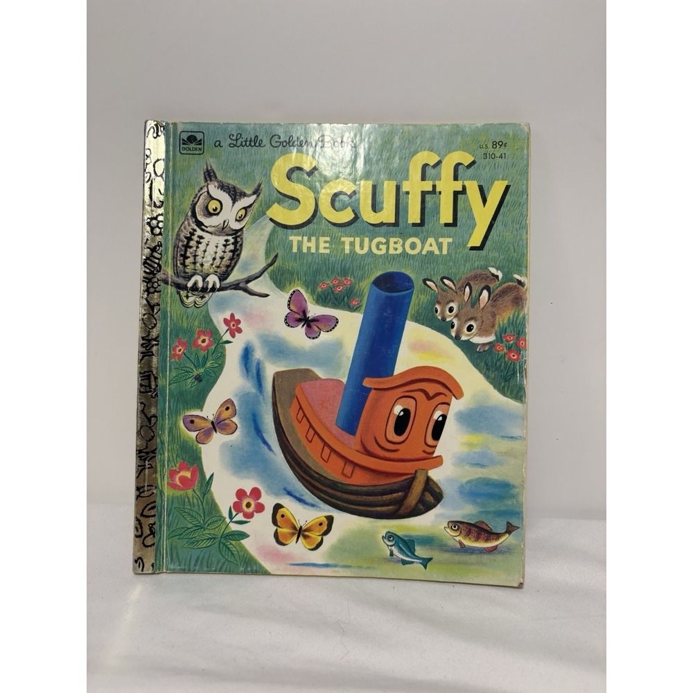 Scuffy The Tugboat 1974 Little Golden Book Children's HC Vintage EUC 310-41